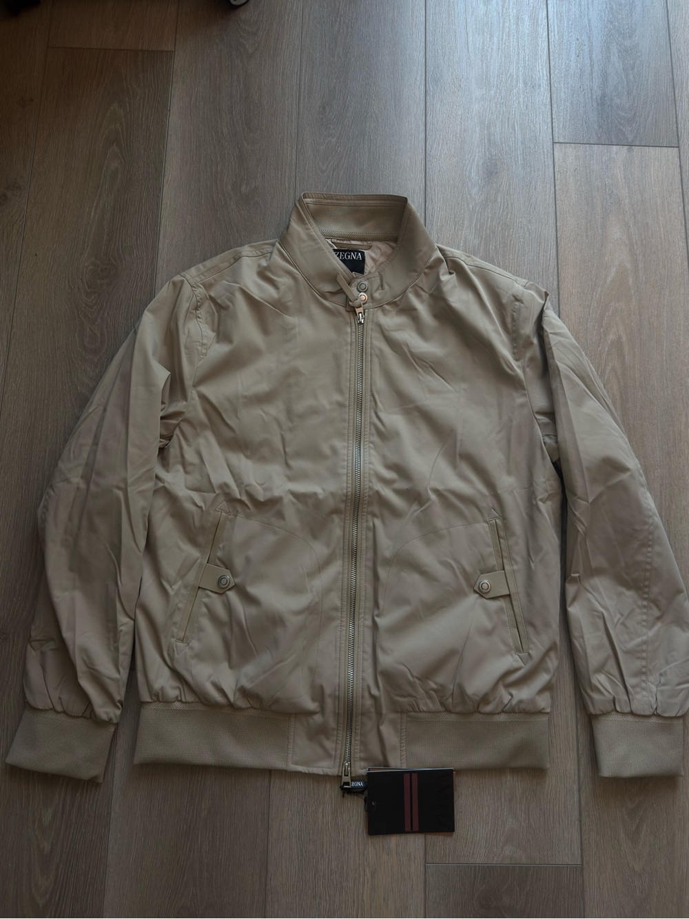 Zegna Beige Tan Lightweight Bomber Jacket